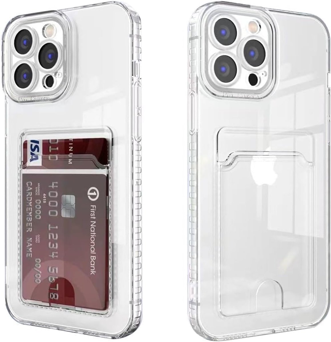 Beschermhoesje voor iPhone 15 Pro Max met kaarthouder, siliconen hoes van TPU-siliconen, ultradun, zacht, schokbestendig, beschermhoes voor iPhone 15 Pro Max