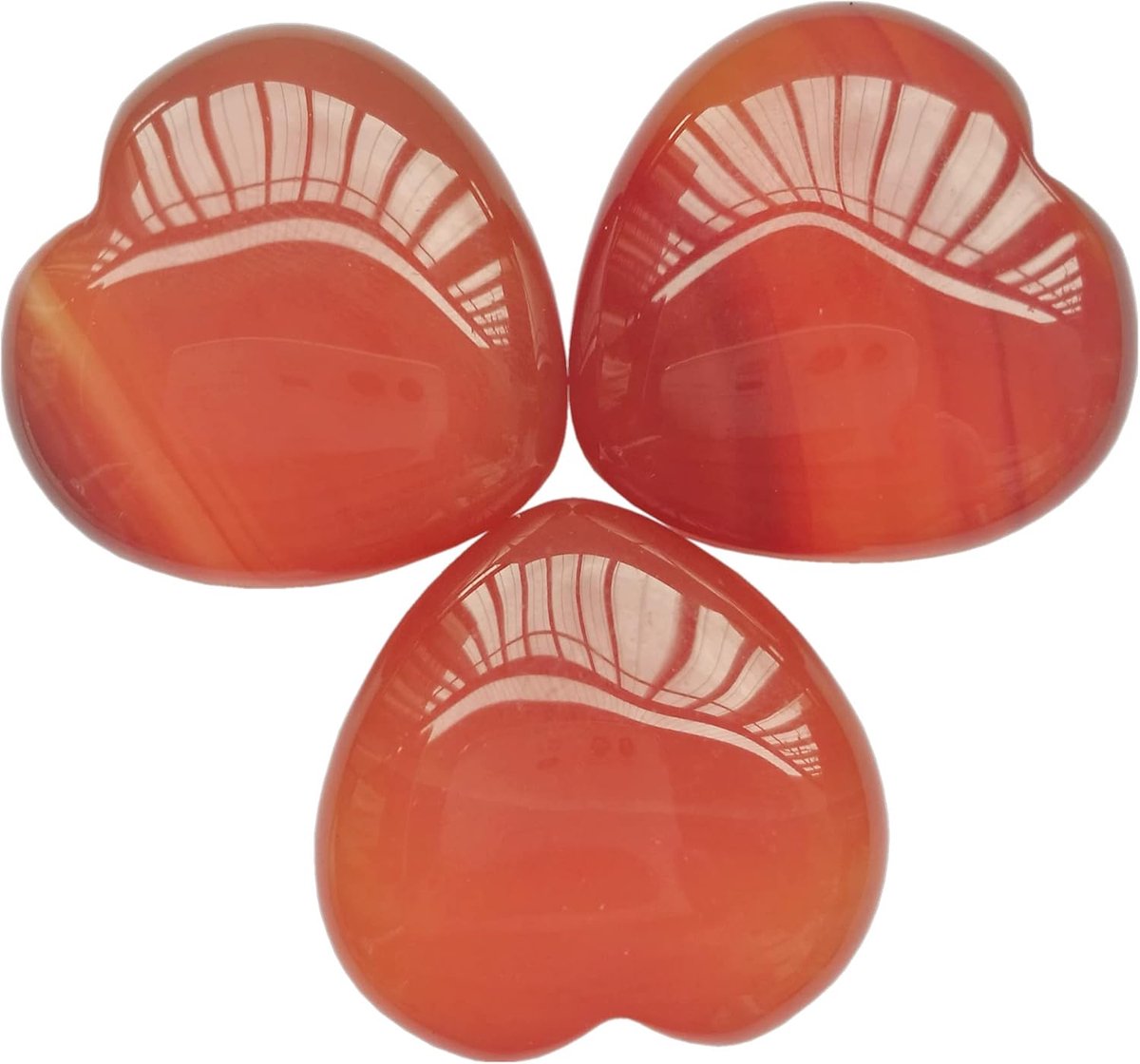 3 stuks natuurlijke rode agaatzak palm duim helende kristal hart liefde zorgenstenen, 25 mm Reiki compensatiekristal en helende stenen