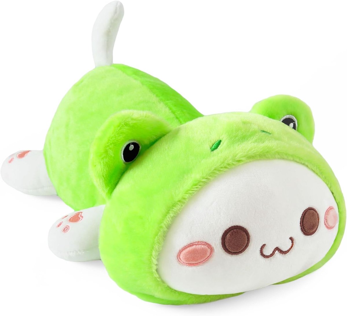 Shownicer Pluche dier, kikker, kat, knuffeldier, knuffeldier, Kawaii kat, pluche kussen, speelgoed, werpkussen, cadeau voor kinderen, meisjes, 50 cm, kikker kat