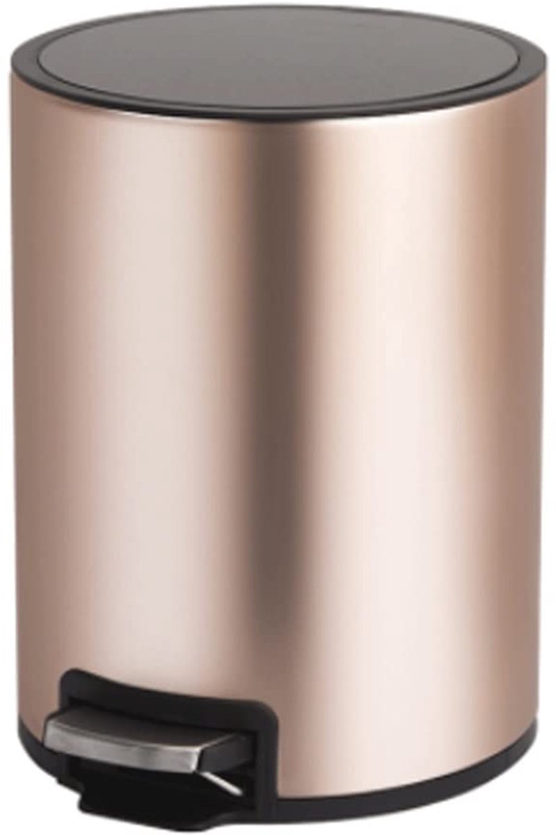 Prullenbak met deksel, roestvrijstalen grote vuilnisbak for huishoudelijke woonkamer, keuken slaapkamer vuilnisbak met voetpedaal (Color : Champagne gold, Grootte : 14L)