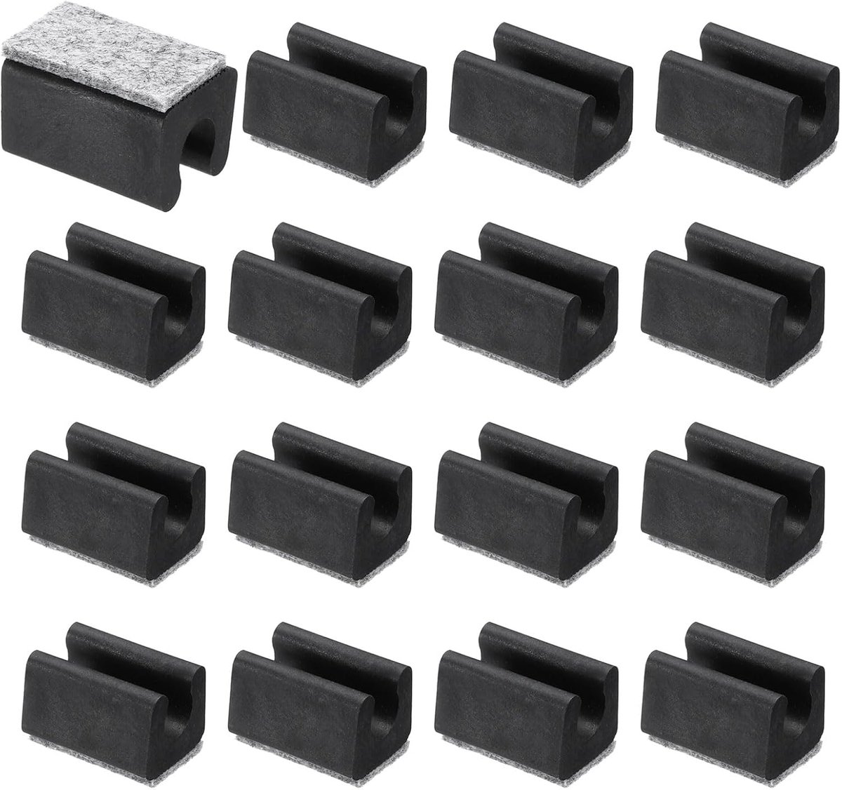 10 mm rechthoekige stoelpoothoes met viltkussen, 16 stuks glijd soepel, geen krassen, geen lawaai meubelpoten, hardhouten beschermers tips, vloerglijders buisdoppen voor kantoor thuis, zwart