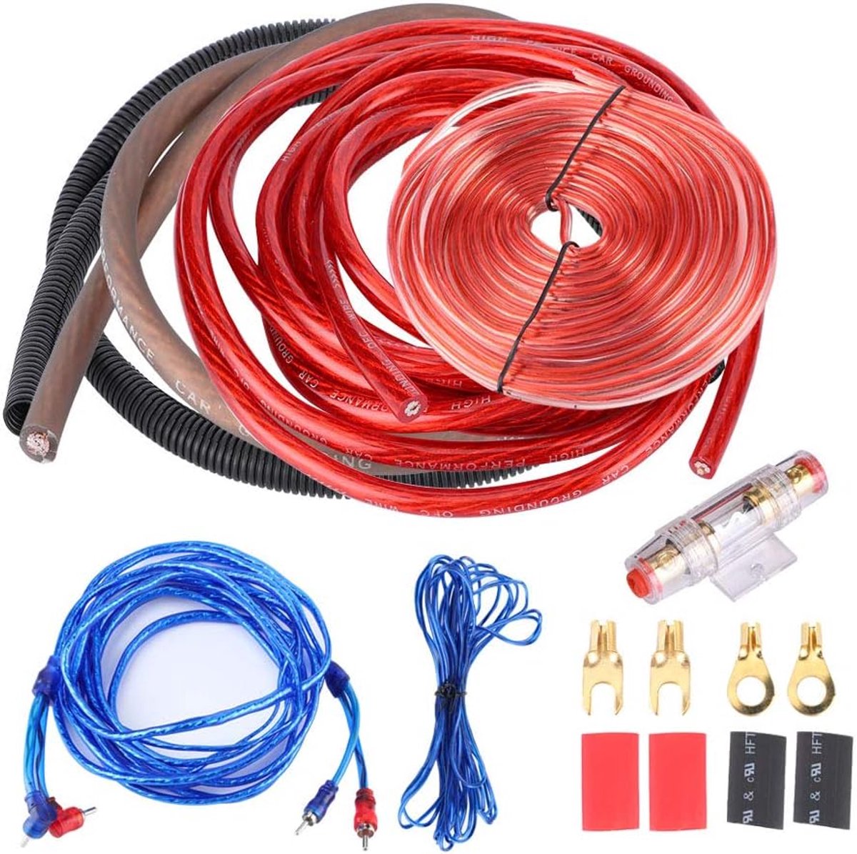 Verstärker Installieren Sie das Verdrahtungskit 4 Gauge 2800W Kabel voor Auto-Ampere Mit Einem Sicherungsanzug Geeignet voor Auto-Leistungsverstärker Woofer Radio Usw.