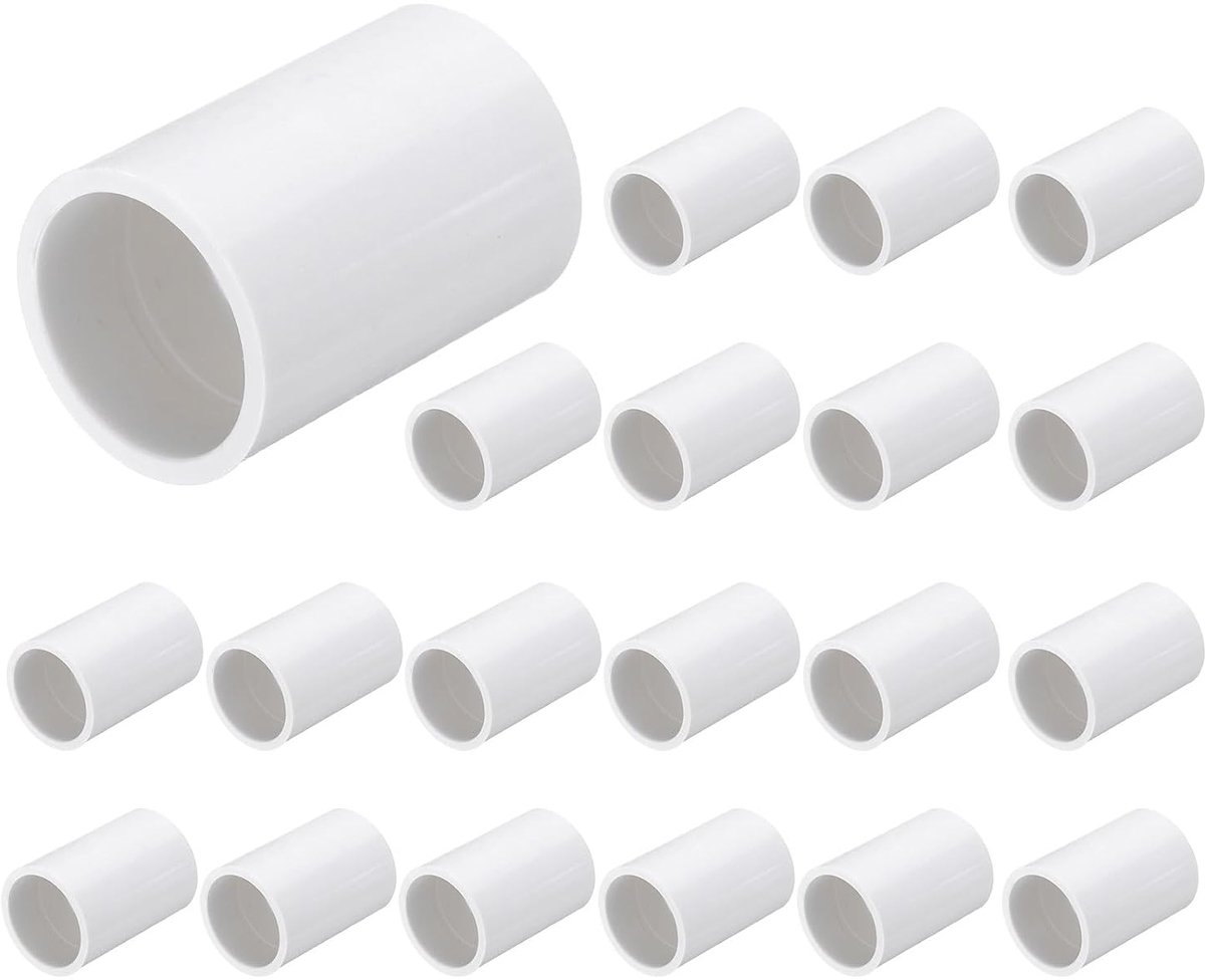20 stuks pvc-slangschroefverbinding 1/2 inch koppeling (bus x bus) voor verbinding PVC DIY kwaliteit voor meubels, tuinrek, wit
