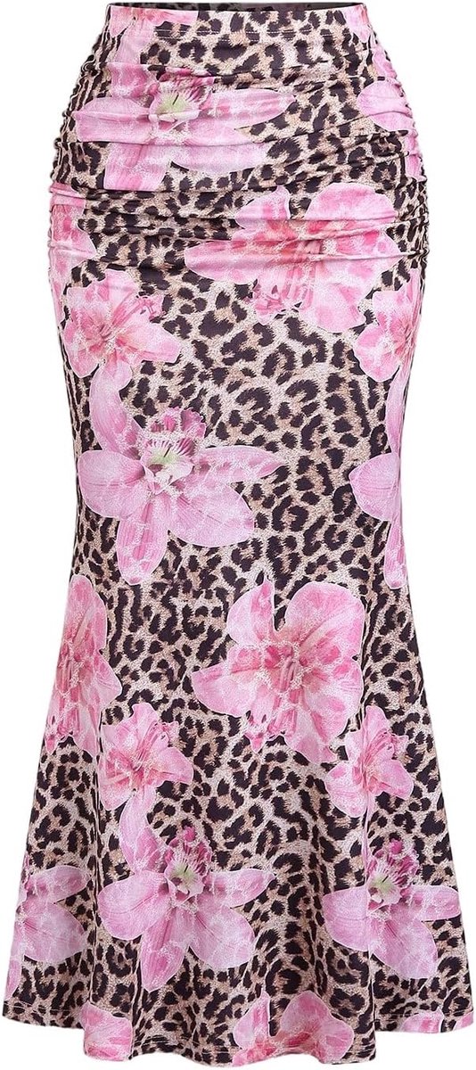 Damesrok, luipaardpatroon, maxirok, kleurblok, zomerrok, visstaart, lange rok, bloemenpatroon, vrijetijdsrok, ruches, damesrok, zomeroutfit