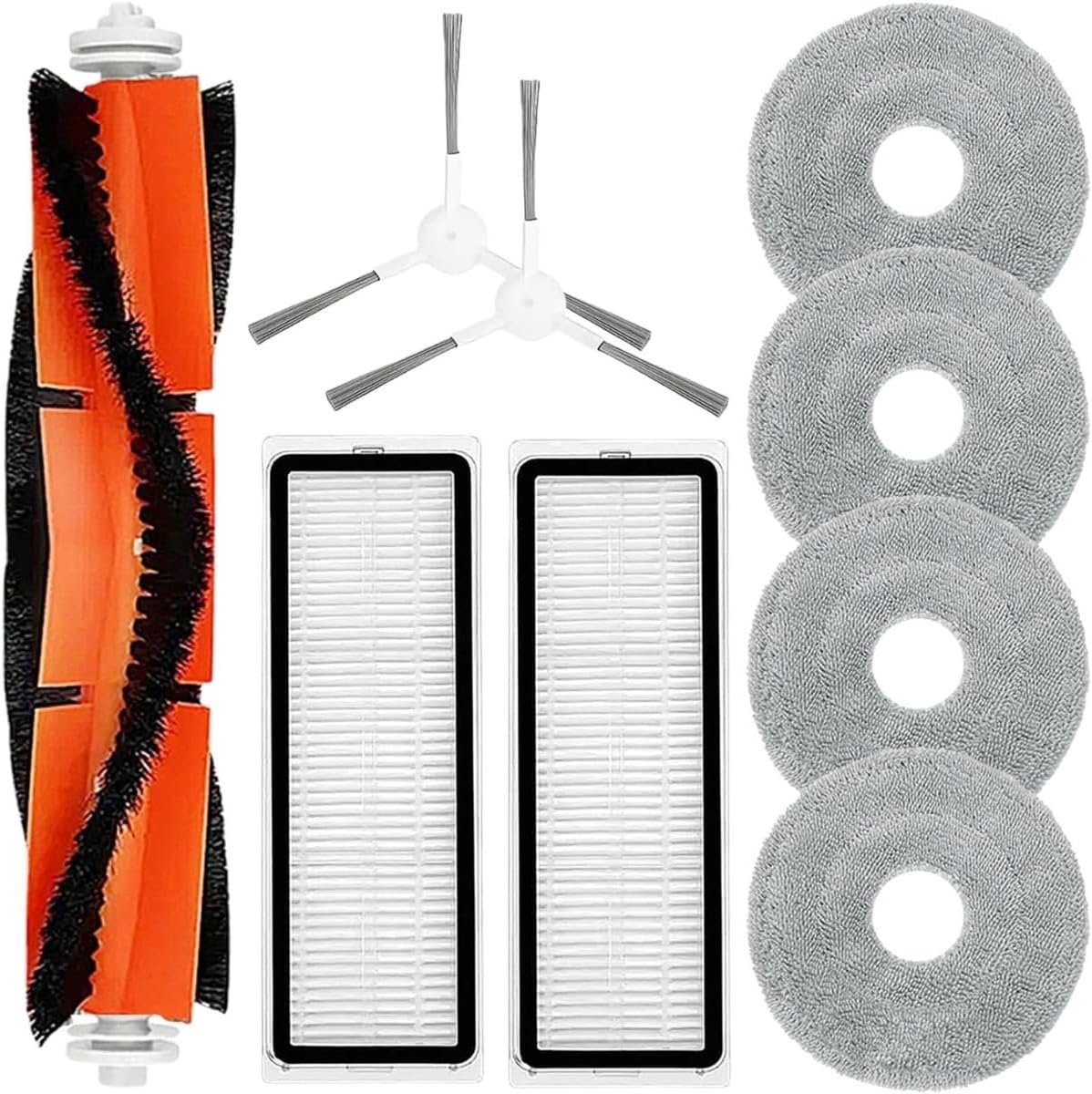Accessoires voor Xiàomi S20+ robotstofzuiger, 9 stuks vervangende onderdelen, accessoireset voor Xiàomi S20 Plus, inclusief 1 hoofdborstel, 2 zijborstels, 2 HEPA-filters, 4 dweilpads