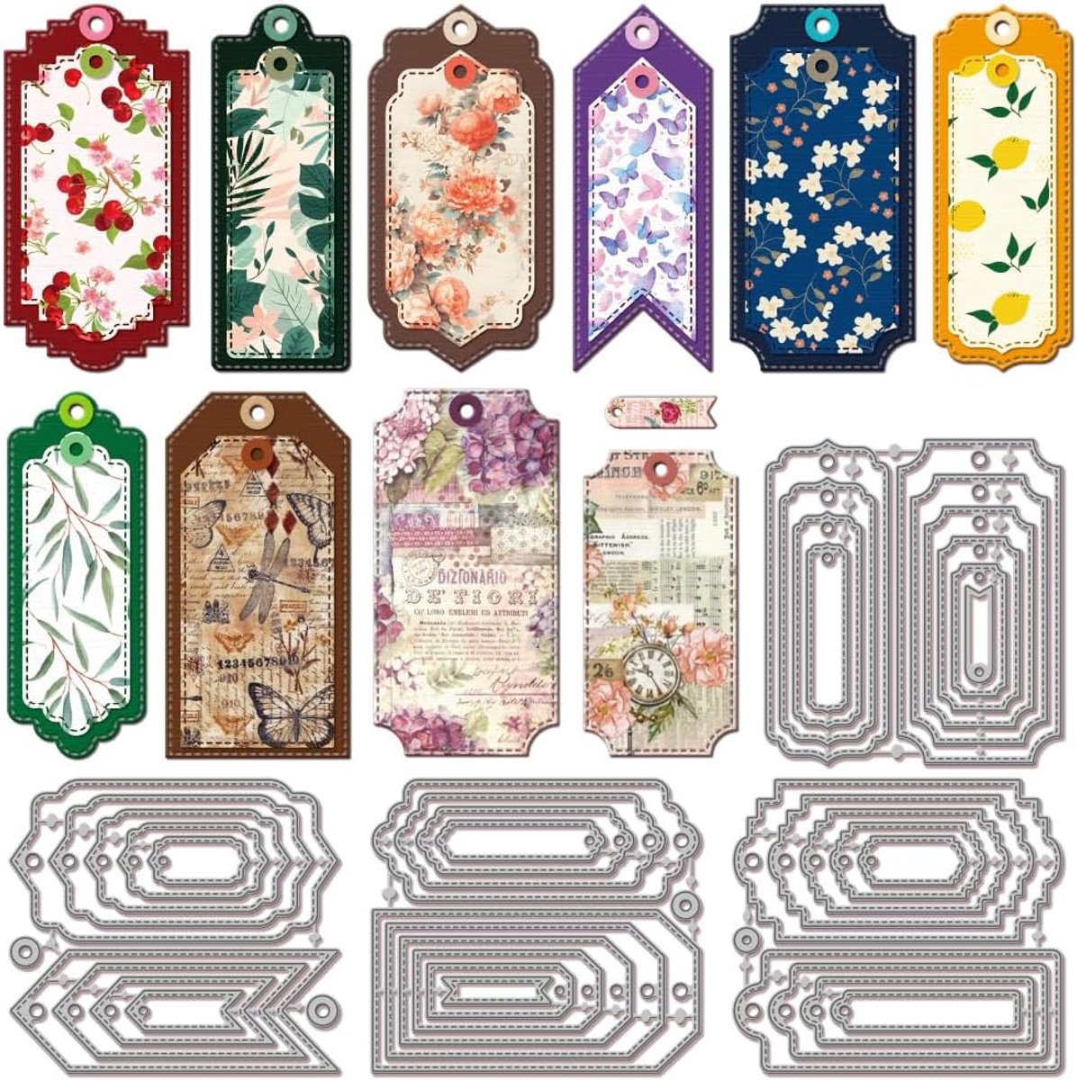 Bladwijzer Tags Snijden Dies Metaal Geometrisch Frame Die Cuts Geneste Grenzen Achtergrond Snijden Embossing Sjablonen voor Scrapbooking Ambachten Papieren Kaarten