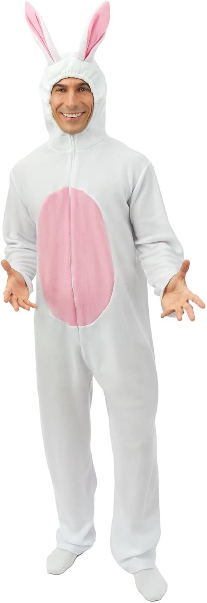 - Konijnenkostuum – kostuum voor volwassenen – uniseks – perfect voor carnaval, EVG, EVJF, Pasen, Halloween en andere kostuumfeestjes – eenvoudig aan te trekken – comfortabel