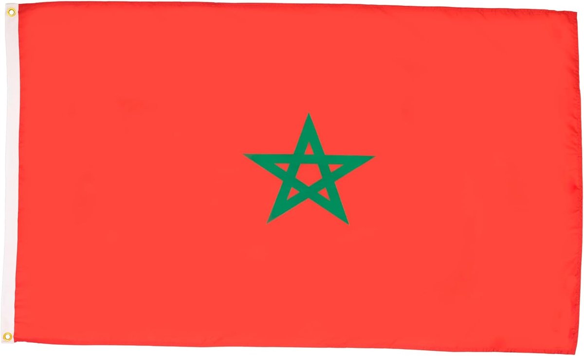Vlaggen Marokko 90x60 cm Polyester 100D 2 Ringen | Binnen en buiten Marokkaans decoratieve vlag المغرب dubbel gestikte naden en verstevigde randen met metalen ogen
