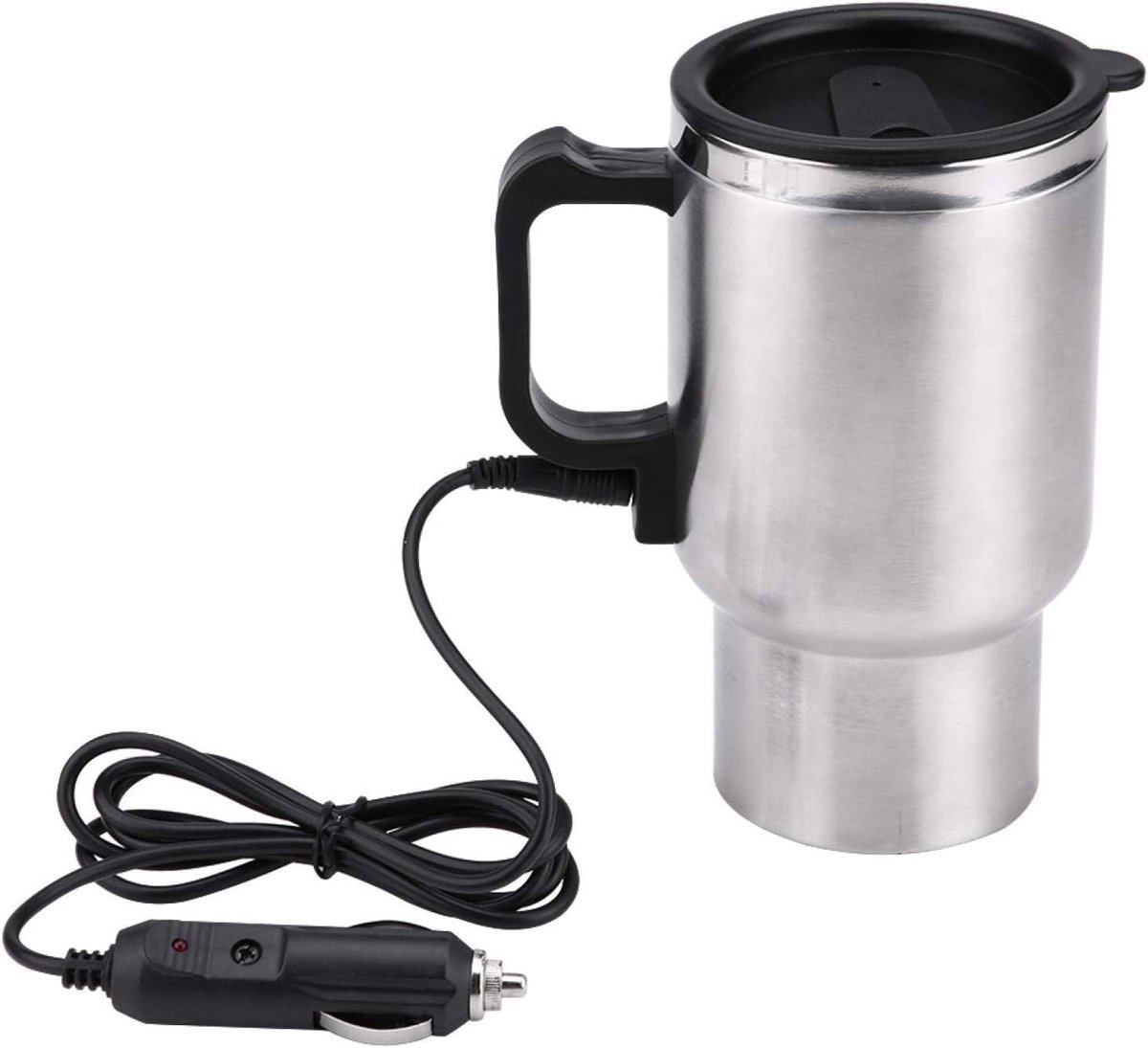 Elektrische Slimme Verwarmde Koffiekop, Reismokken Drinken Waterkoker Fles Snel Kokend Water Verwarming (zwart en Zilver)