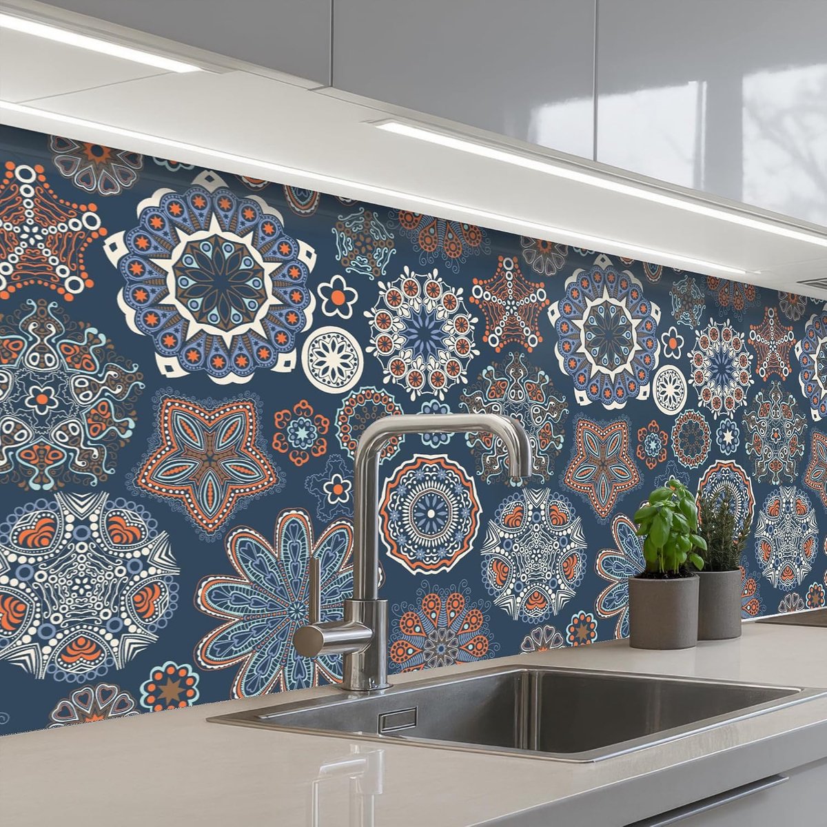 keukenachterwand 60x200 cm zelfklevend keuken decoratie accessories home kitchen spatscherm Patronen - Ornament - Versiering