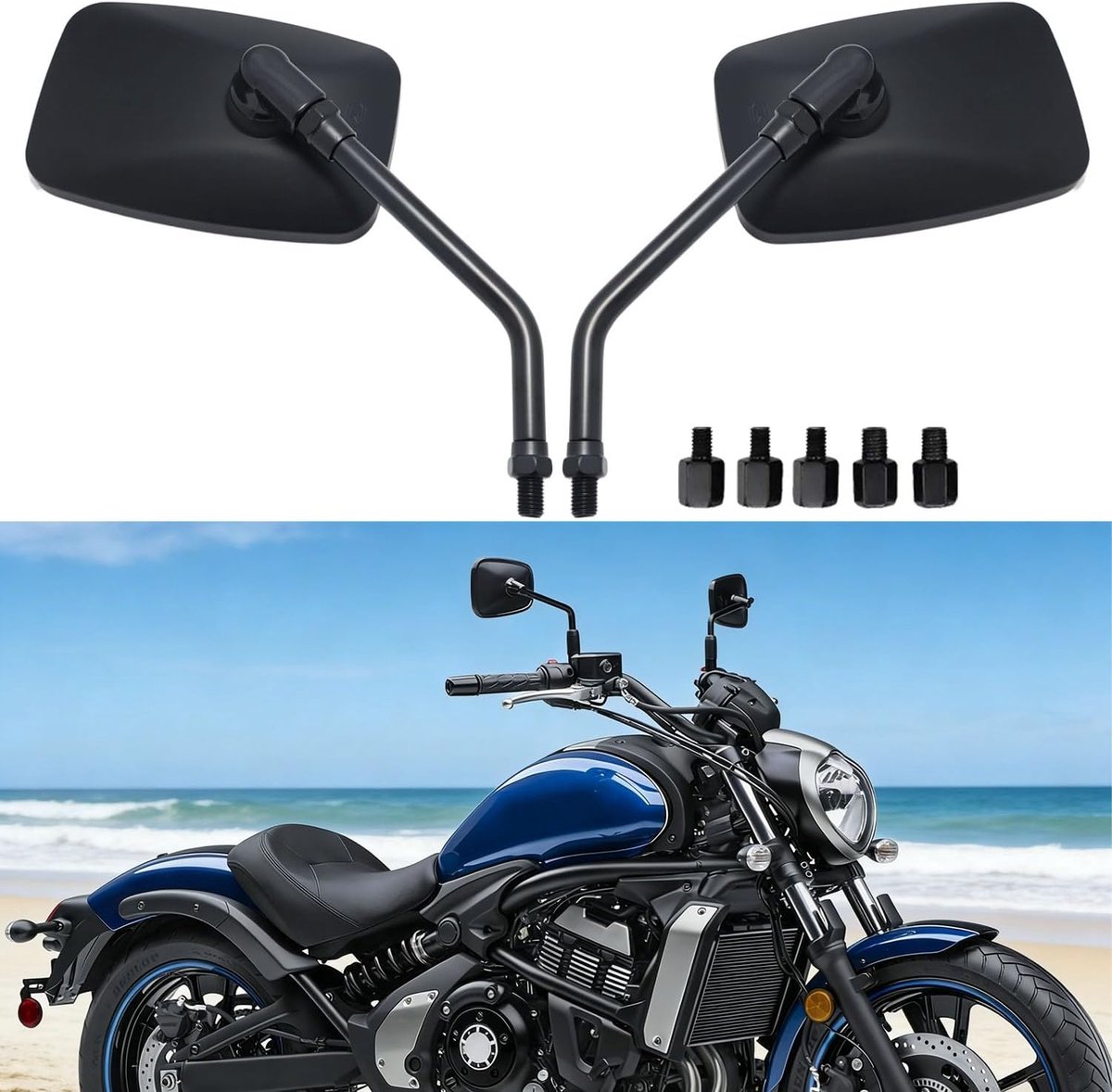 Spiegel 10MM 8MM Zwart Universele Motor Achteruitkijkspiegels Zijspiegels voor Straatmotor, Sportmotor, Scooter, Cruiser, Touring Chopper ATV
