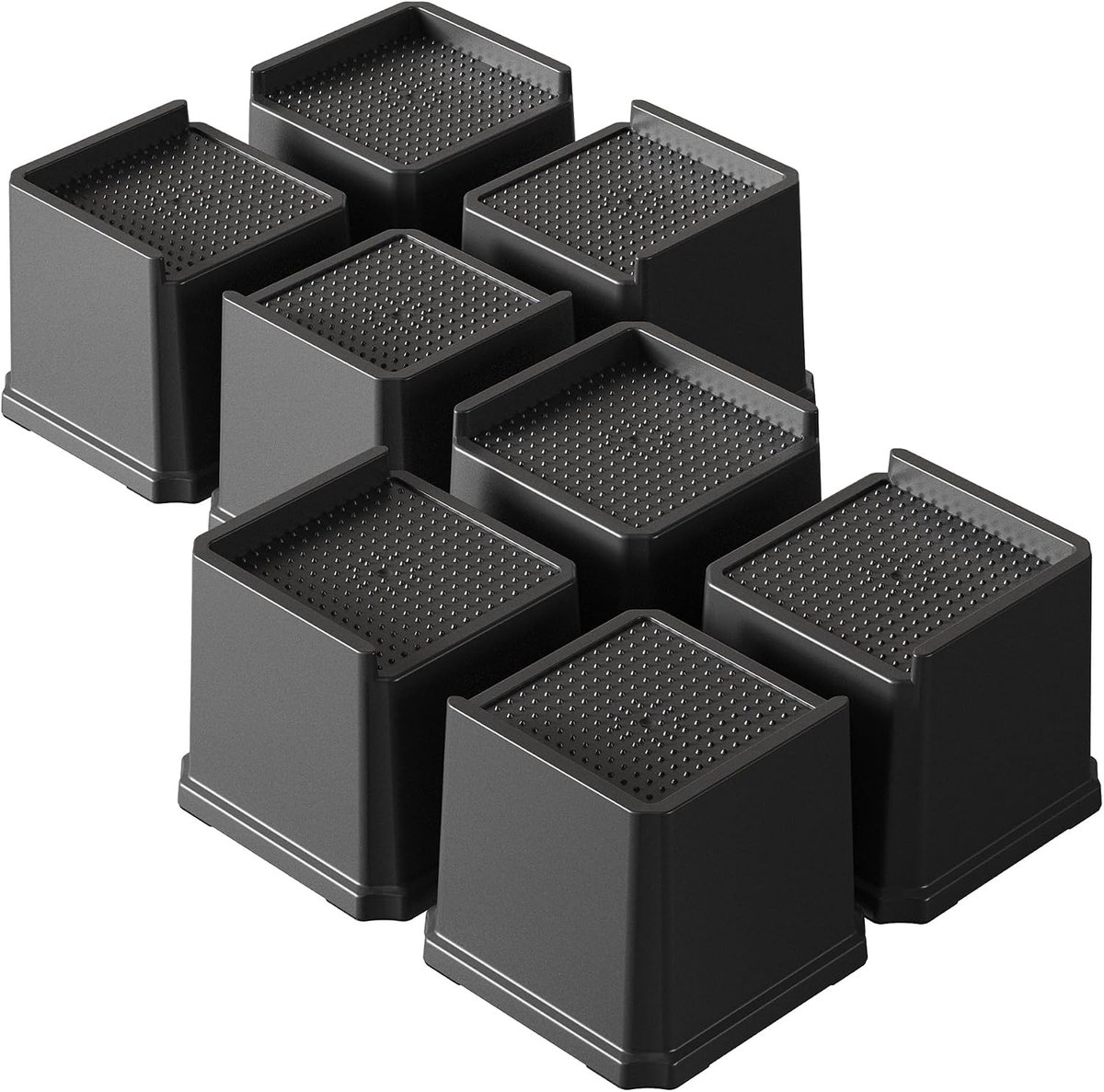 Bedverhogers 10 cm zware L-vormige meubelverhogers voor banken, stoelverhogers, bankverhogers, tafelverhogers, set van 8, zwart