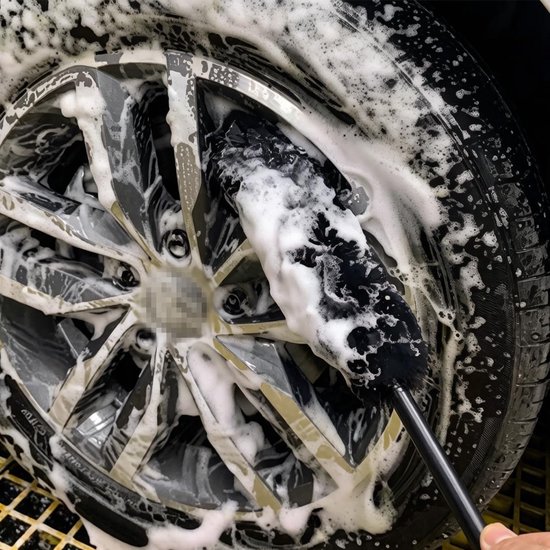 Autoborstel van wol voor het reinigen van de binnenkant van de auto, borstel voor het reinigen van de wielnaafopeningen, gemakkelijk voor het reinigen van aluminium velgen (34 cm) — afbeelding 2