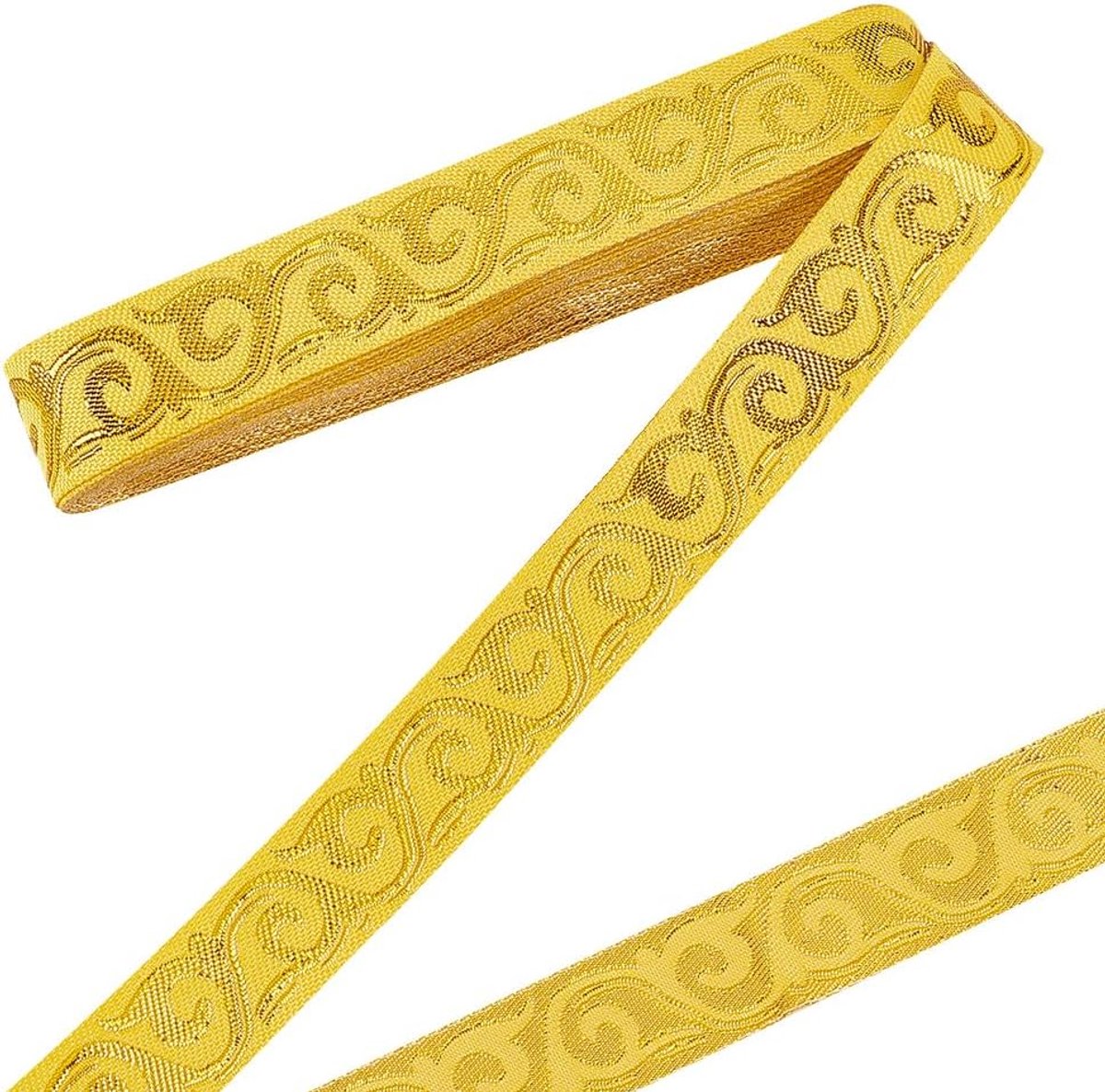 Gouden jacquard-lint, 7 m, polykatoen, bloemen, borduurband, sierstof, om te knutselen, accessoires voor kleding, handwerk, goud