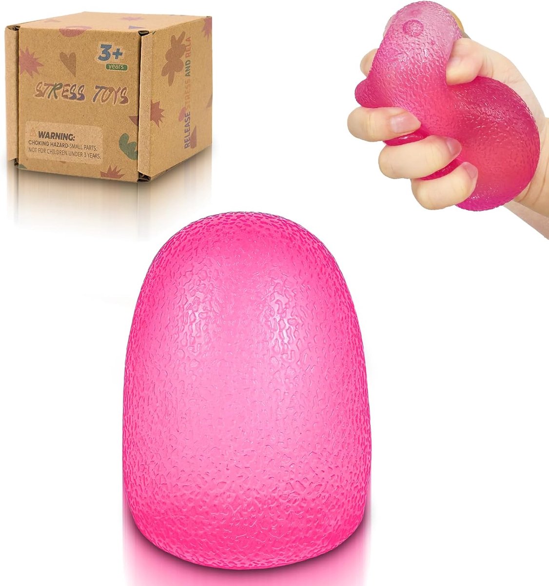 Toys for Kids, Soft Sensory Fidget Ball for Stress Relief, Durable and Not Easy to Break, 3.75 x 2.8 in, for Children, Adults, Classroom and Home (Pink)