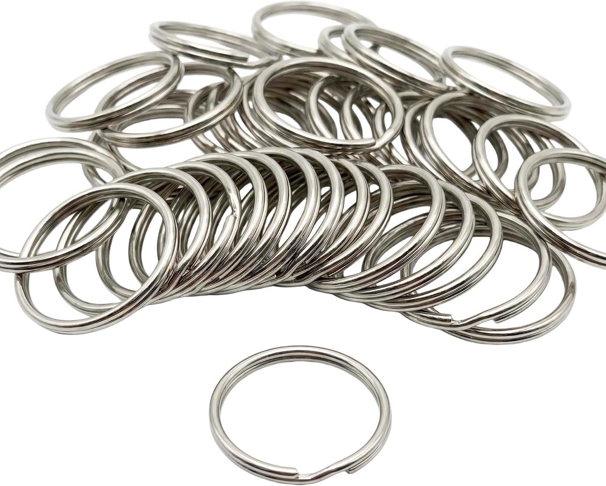 100 stuks sleutelringen 25 mm – gedeelde sleutelring van metaal, sleutelring en sleutelringset voor sleutelhangers, doe-het-zelf handwerk en knutselbenodigdheden