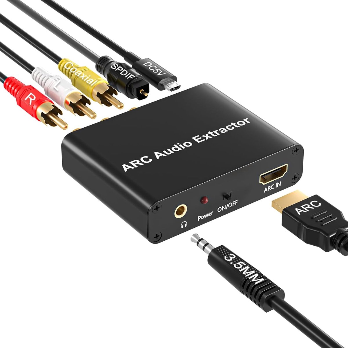 HDMI ARC audio extractor - 192kHz DAC converter - digitaal optisch TOSLINK en analoog 3.5mm L/R - ShopVlot