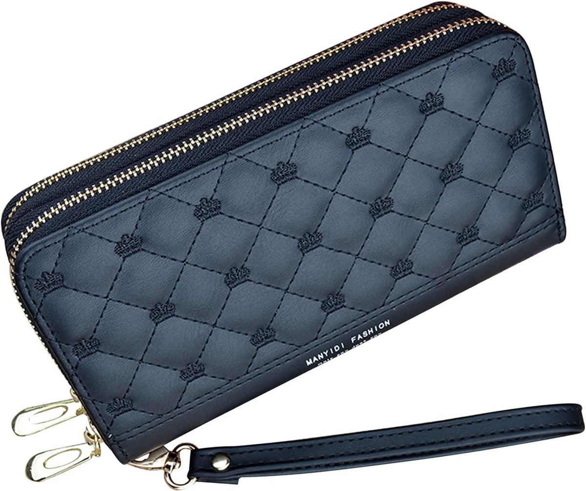 Dames lange clutch portemonnee - PU leer - dubbele rits - ruime opbergcapaciteit - ShopVlot