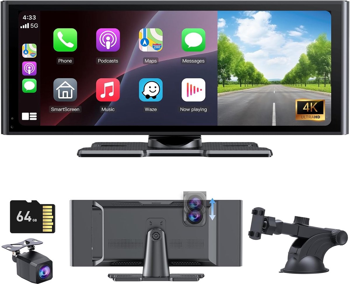 CarPlay auto display 10.26 inch HD - draadloos - touchscreen - eenvoudig navigeren - ShopVlot