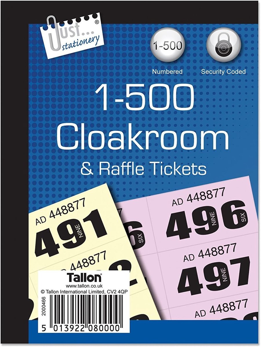 Wardrobe tickets 1-500 - Assorted kleuren - Genummerd - Ideaal voor evenementen - ShopVlot