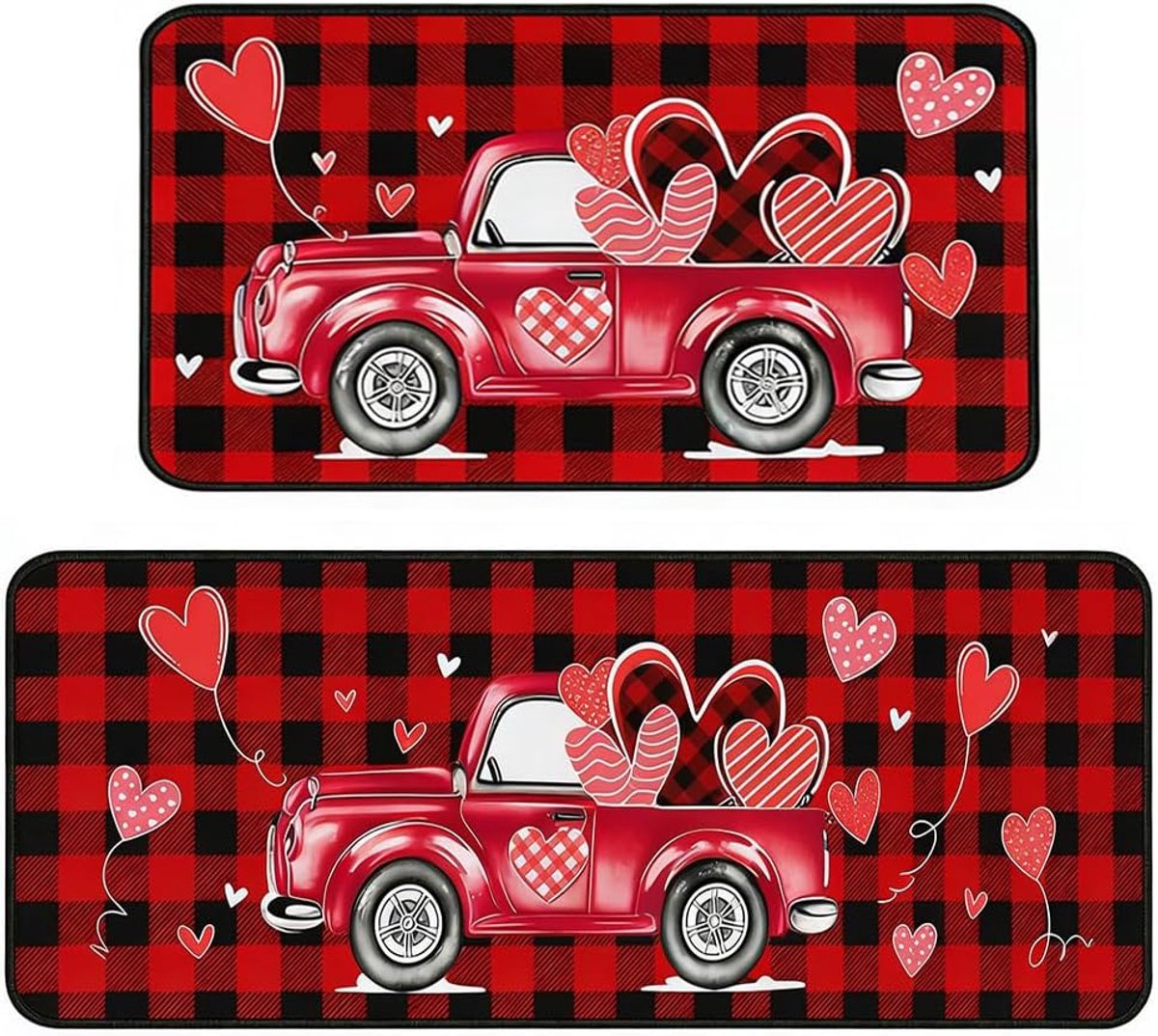 Vloerkleed set - 2-delig - Wasbaar en antislip - Perfect voor Valentijnsdag decoratie - ShopVlot