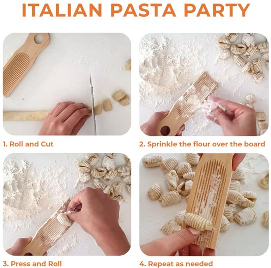 Houten Gnocchi Bord - Gnocchi Maker voor Authentieke Italiaanse Gnocchi en Pasta - Handmatige Gnocchi Plank met Ribbelstructuur voor Perfecte Pastavormen - Keukenhulpmiddel voor Zelfgemaakte Pasta van houten — afbeelding 4