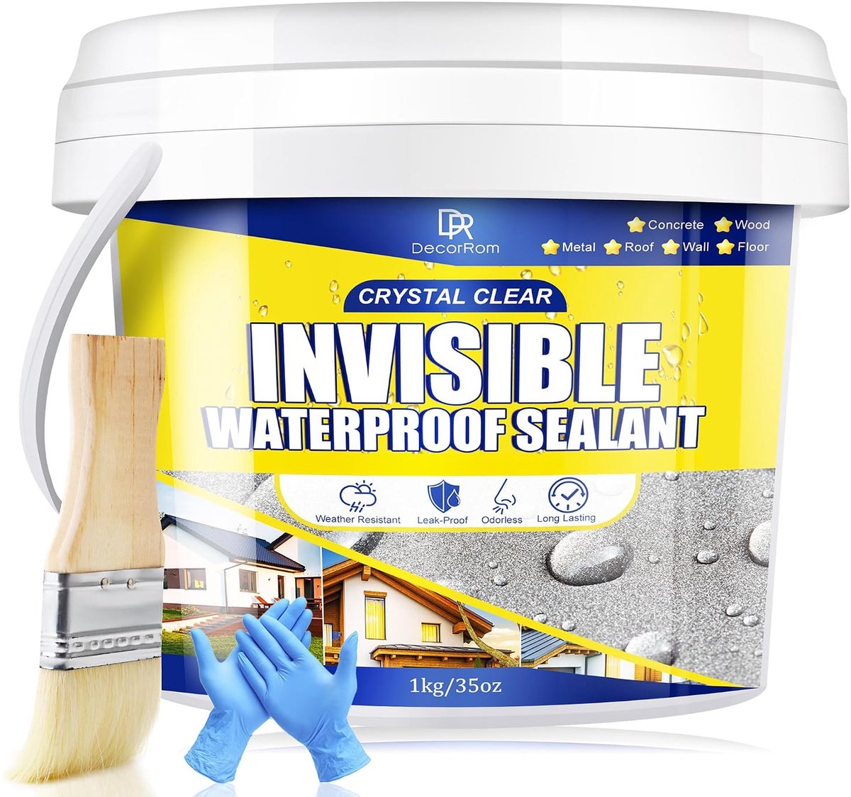 Waterdichte coating 1kg - transparant - watergedragen polyurethaan - ideaal voor daken en muren - ShopVlot