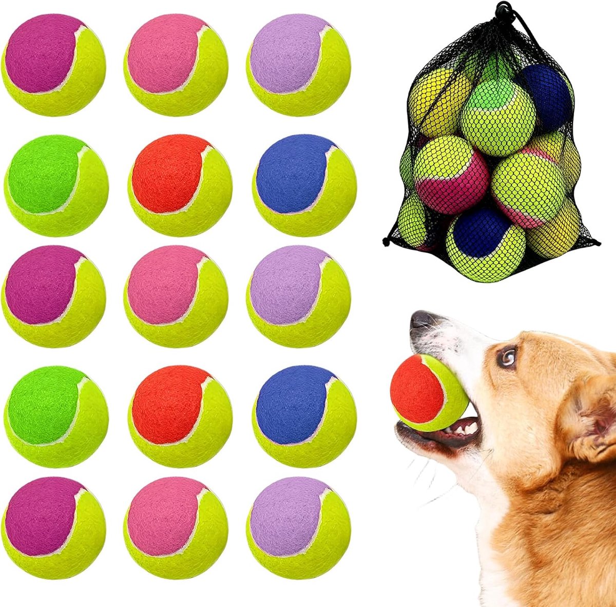 Tennisballen voor honden 6,35 cm - mini-tennisballen - interactieve hondenballen - ideaal voor training en spel - ShopVlot