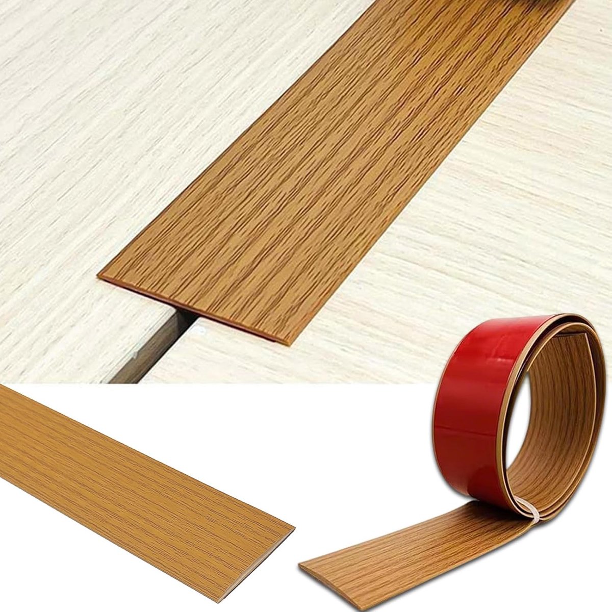 T-overgangsprofiel 1,1 m x 5 cm - geel eiken - zelfklevend - naadloze vloerafwerking - ShopVlot