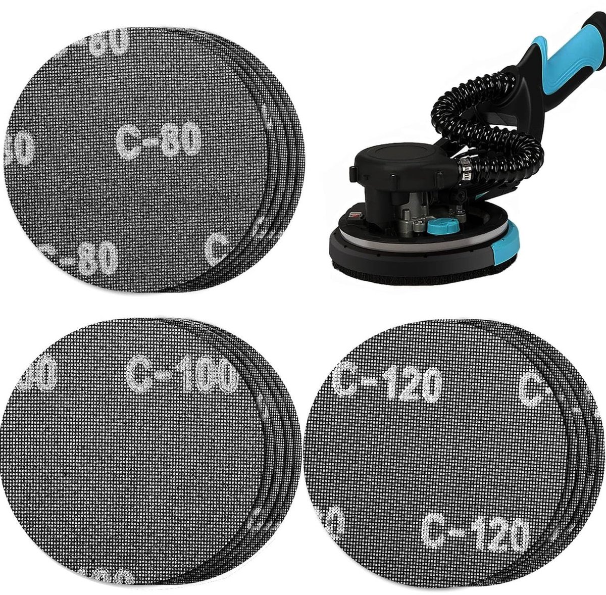 Schuurdiscs 225 mm - 15 stuks - K80/K100/K120 - Zelfklevend voor drywall machine - ShopVlot