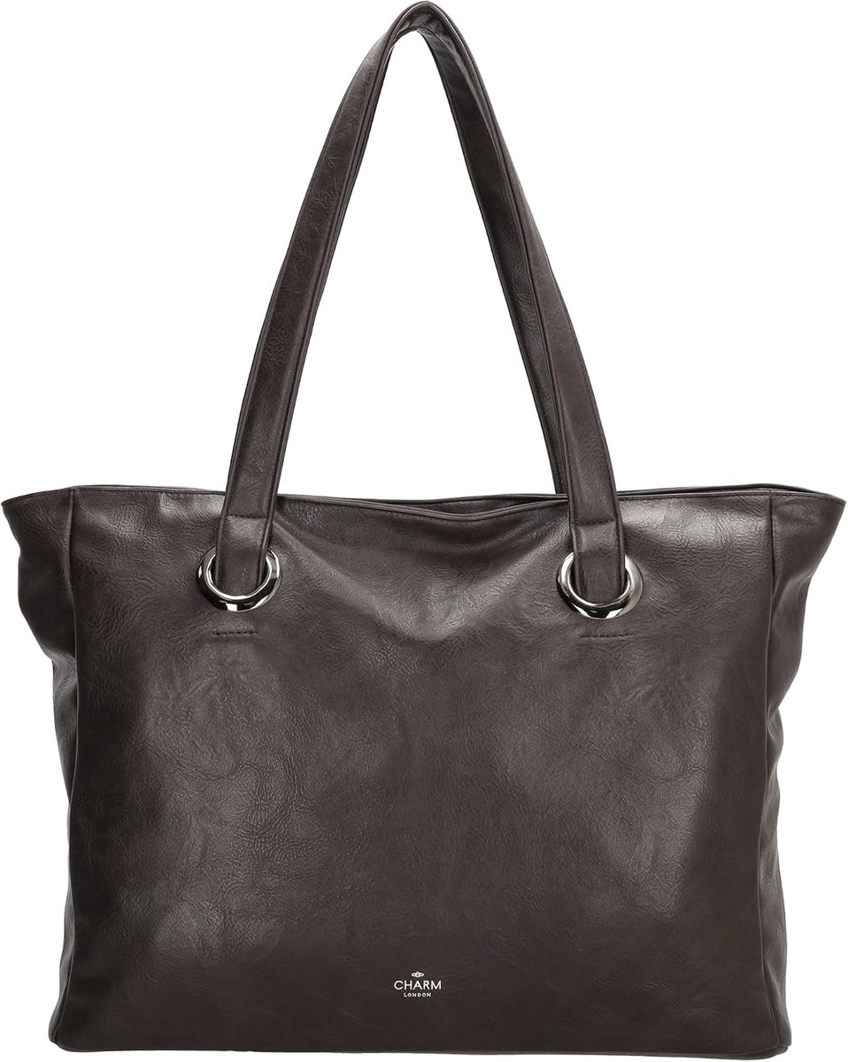 Laptoptas 17.3 inch - donkerbruin - schoudertas met rits - perfect voor onderweg - ShopVlot