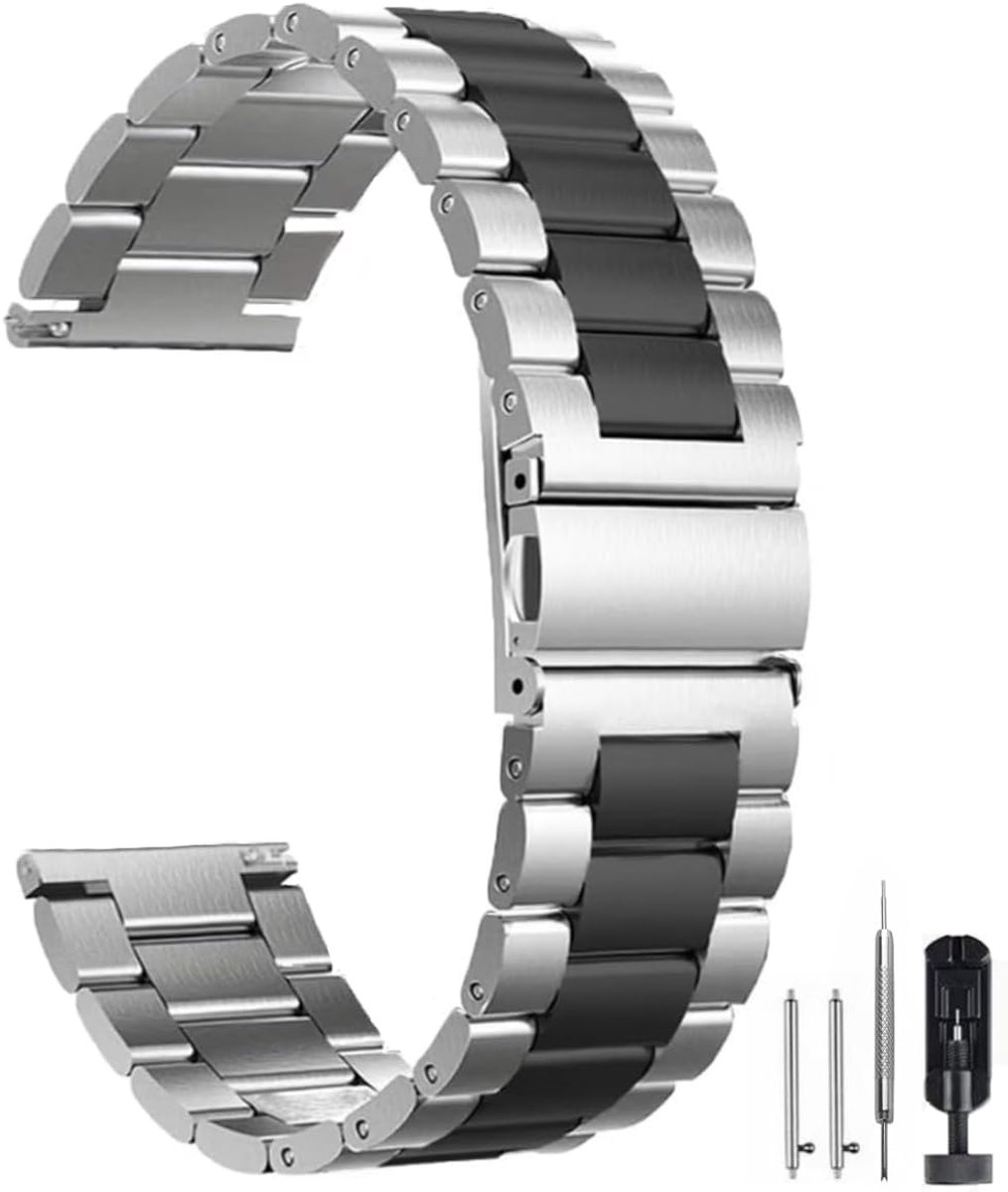 Horlogeband Staal 16mm-24mm - Met Snelsluiting - Geschikt voor Dameshorloges en Smartwatches - SnelShoppen