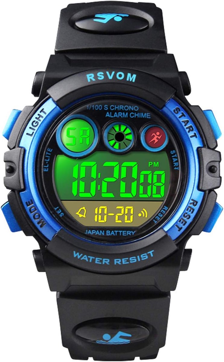 Kids horloges voor jongens - 5ATM waterdicht - 12/24 uur, alarmklok, stopwatch - ideaal voor kinderen vanaf 5 jaar - SnelShoppen