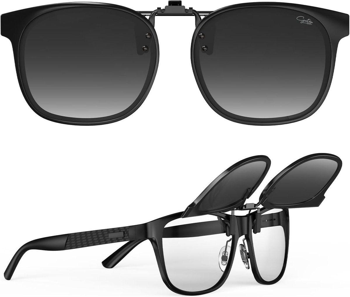 Clip-on zonnebril voor op sterkte - fashion frame - eenvoudig aan te brengen - discreet voor brildragers - SnelShoppen