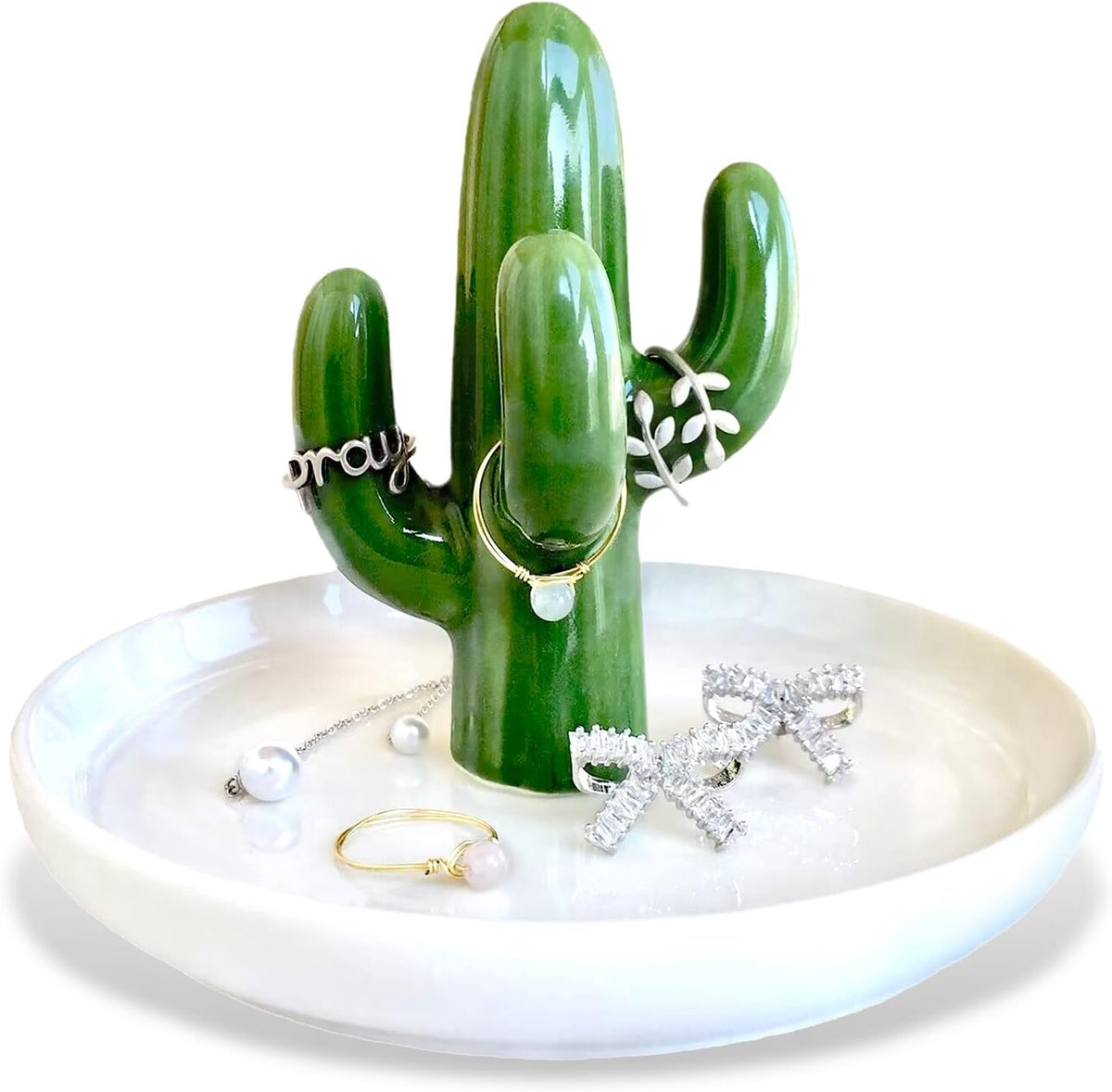Cactus sieradenhouder - keramische ringhouder - succulent design - perfect voor organisatie - SnelShoppen