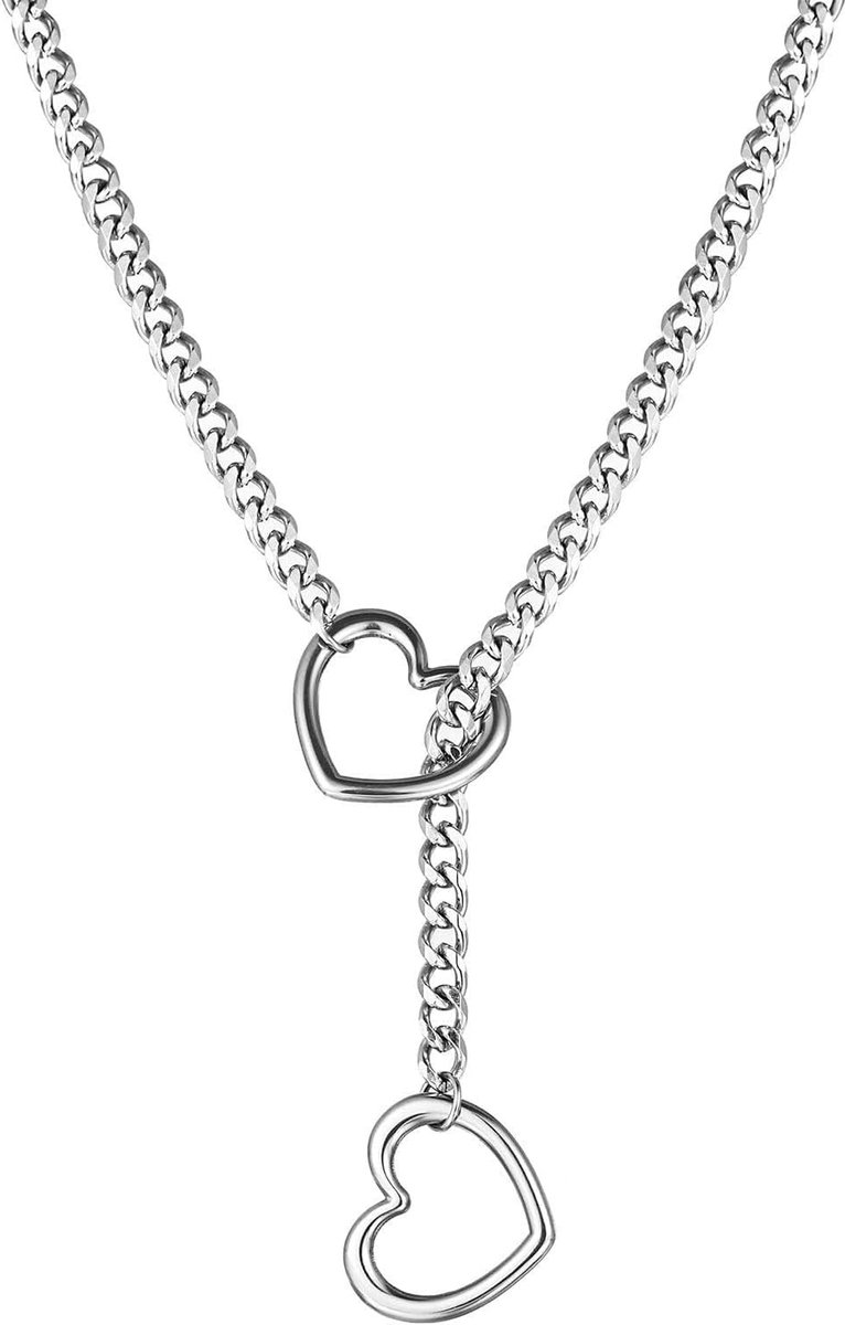 Halsketting voor vrouwen - hondenhalsband choker met hartbedels - punk gothic stijl - trendy accessoire - SnelShoppen