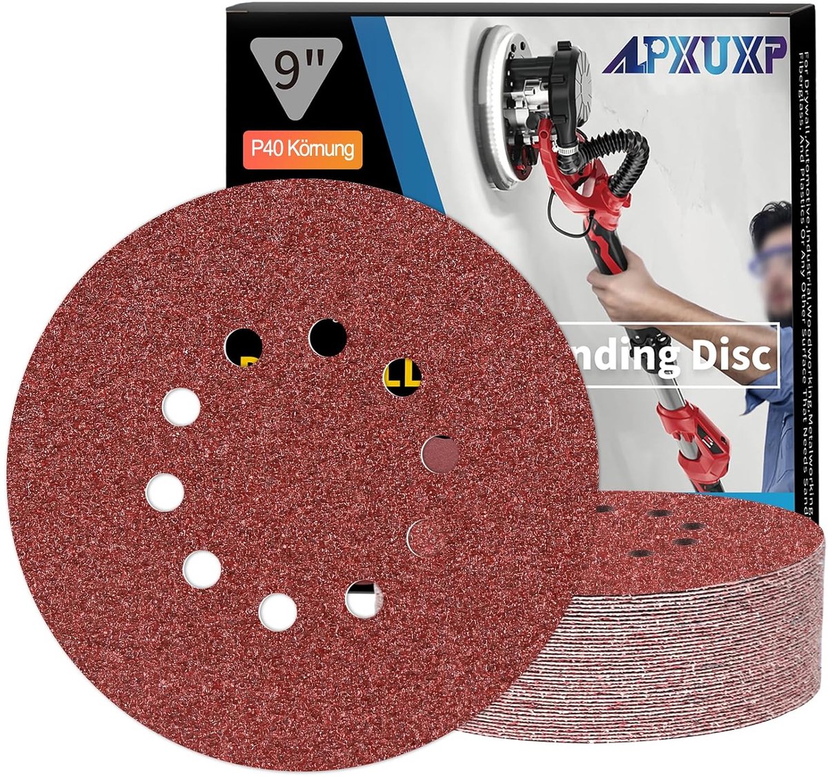 Schuurdiscs 225mm 40 grit - Velcro Rond Schuurpapier - Voor Droogwand Schuurmachine - Duurzaam en Efficiënt - ShopVlot