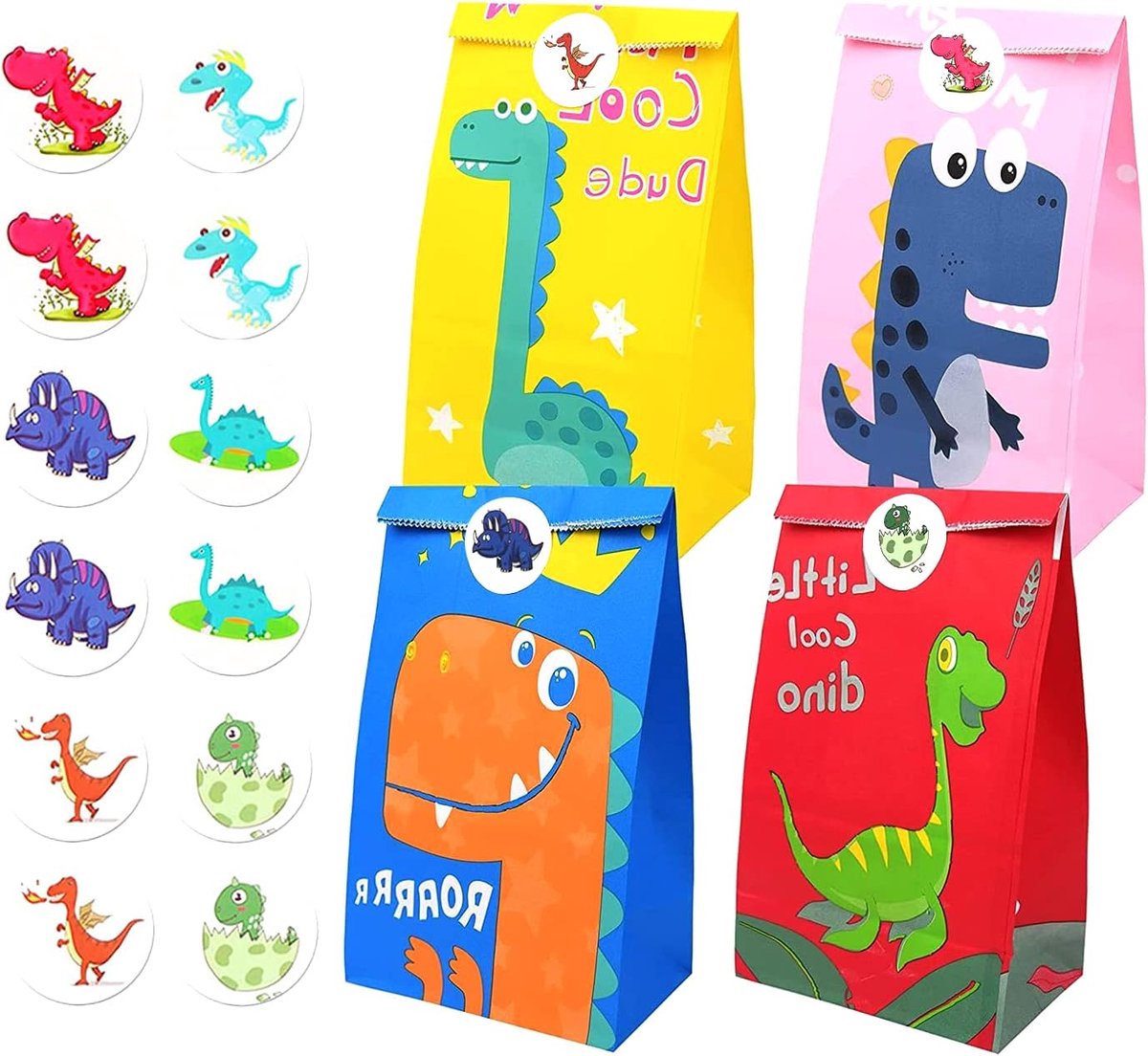 Snoepzakjes voor kinderverjaardag 40 stuks - Kraftpapier - Dinosauruspatroon - Perfect voor kinderfeesten - ShopVlot