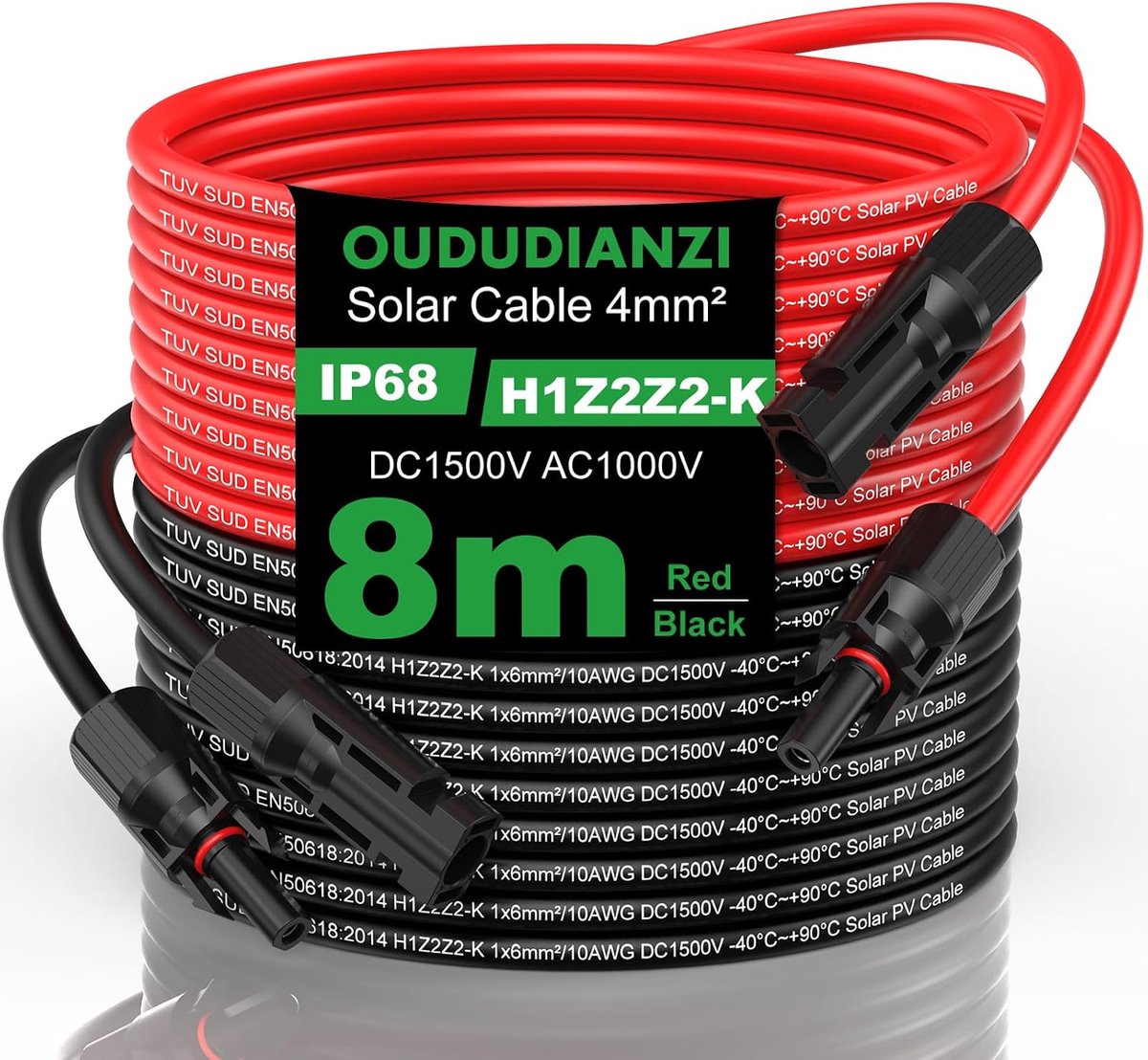 Solar kabel 4mm² - 9 meter - flexibel - ideaal voor zonnepanelen - ShopVlot