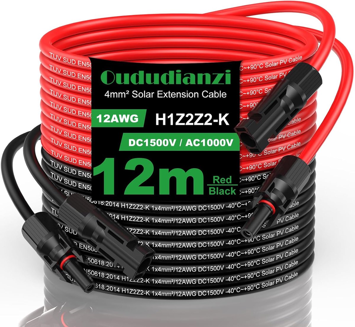 Zonnepaneelkabel 6 mm² - Tinned koper - UV-bestendig - Ideaal voor zonnepanelen - ShopVlot