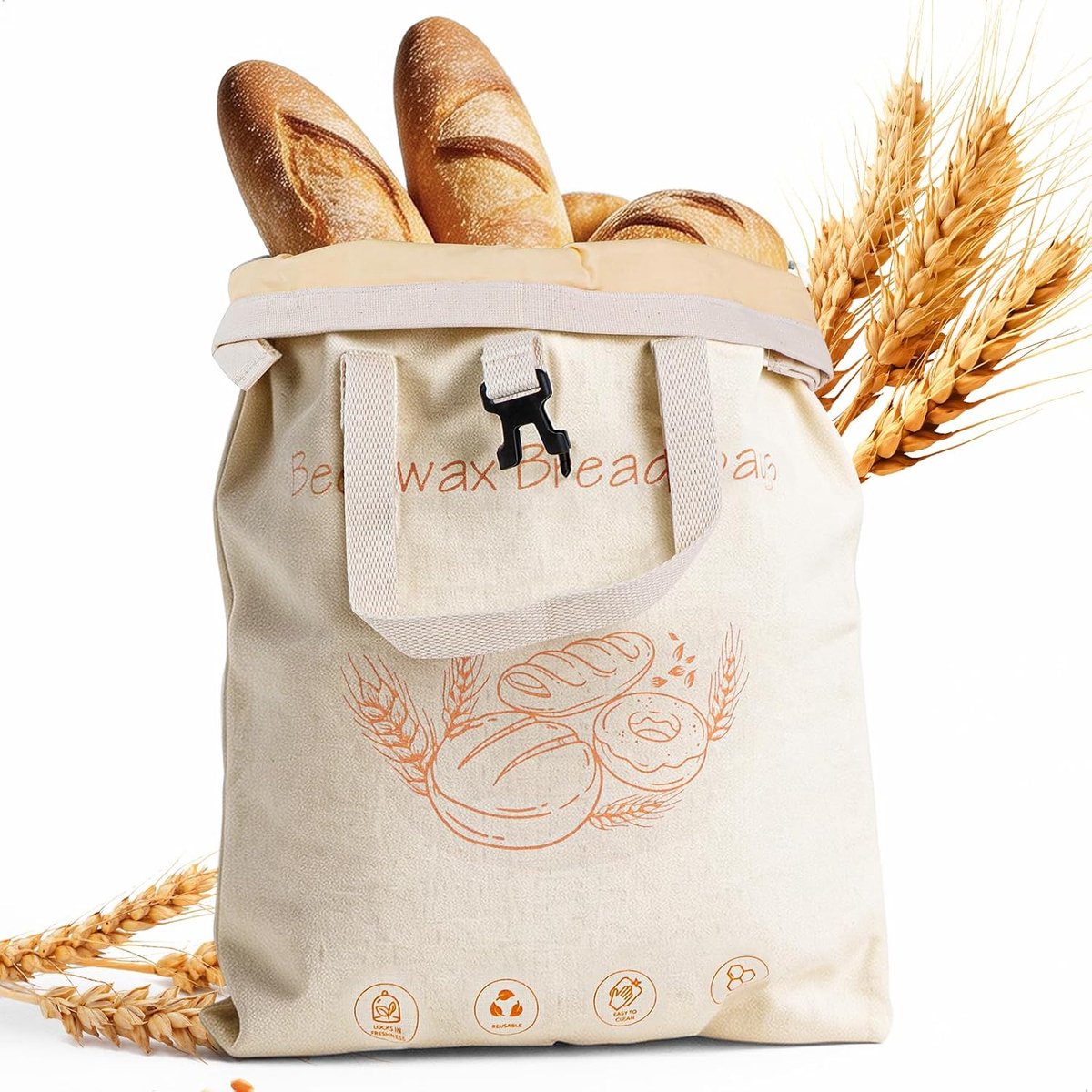 Herbruikbare waszak 43 × 33 cm - bijenwaszak - met handgrepen - houdt brood vers - ShopVlot