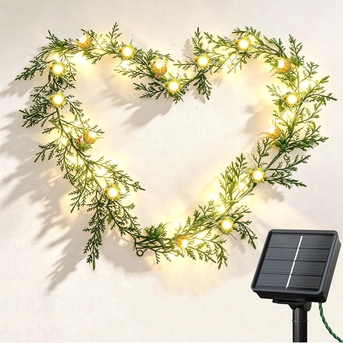 Lichtslinger Zonne-energie 30 LED's - Rattan-stijl - IP65 Waterdicht - Feestelijke decoratie voor tuin - ShopVlot