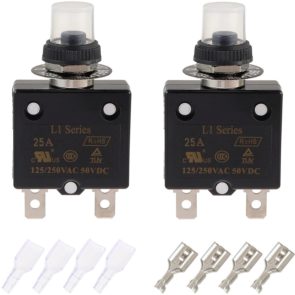 Automatische schakelaar 25A - met handmatige reset - 125/250V AC - thermische overbelastingsbeveiliging (4 stuks) - ShopVlot