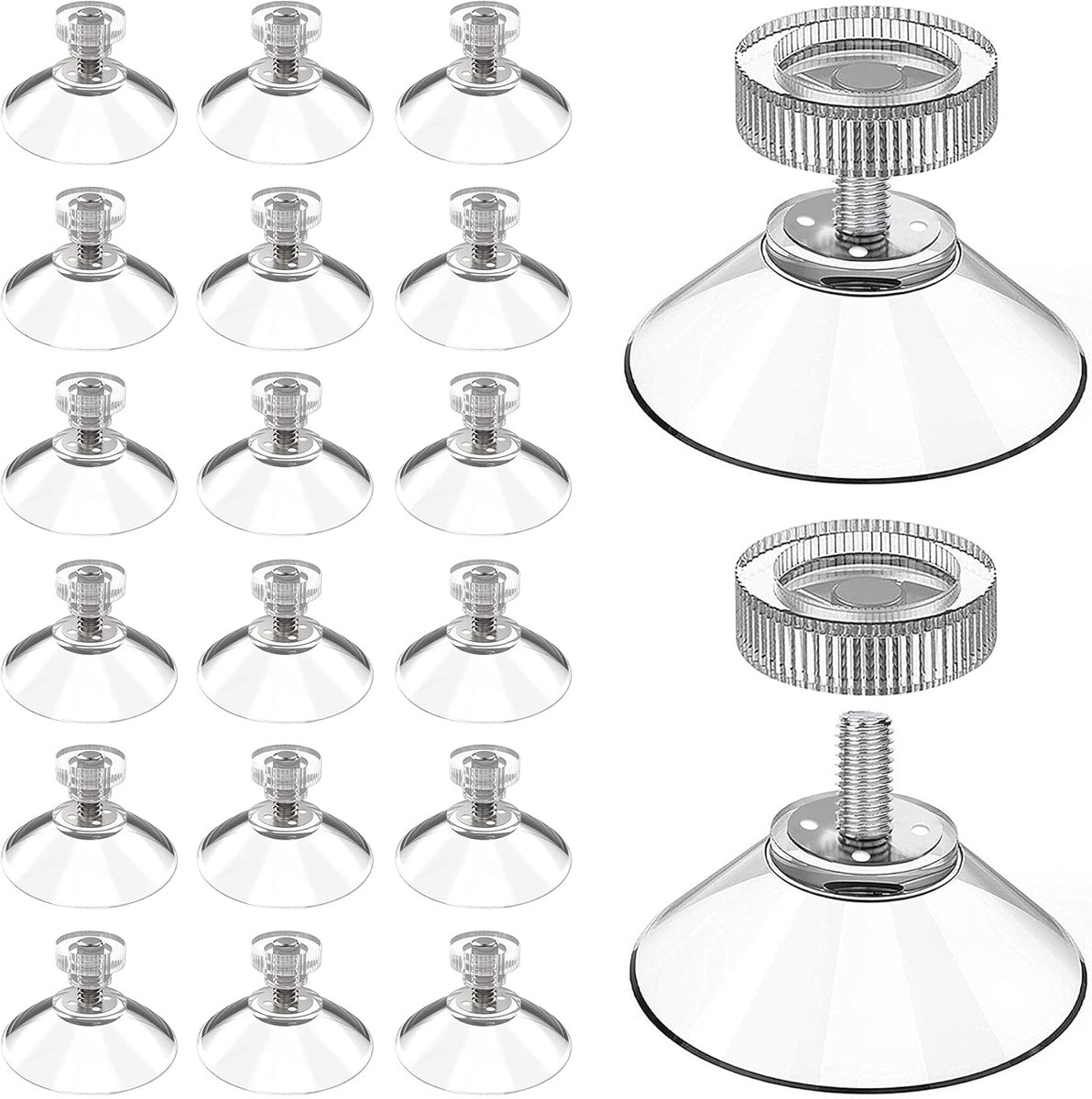 Zuignappen 30 mm - met schroefdraad M5 x 7 mm - transparante kartelmoeren - sterkte hechtkracht voor kleine voorwerpen - ShopVlot