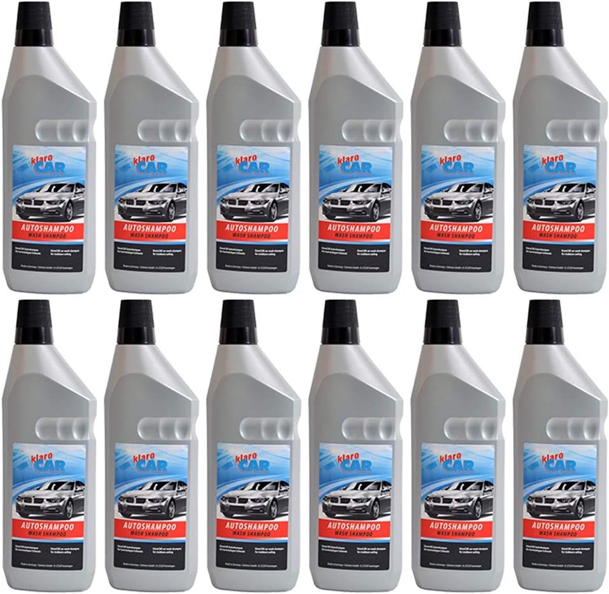 Auto shampoo met wax 12 x 1000 ml - Verf-vriendelijk - Voorkomt watervlekken - Voor een stralende lak - ShopVlot