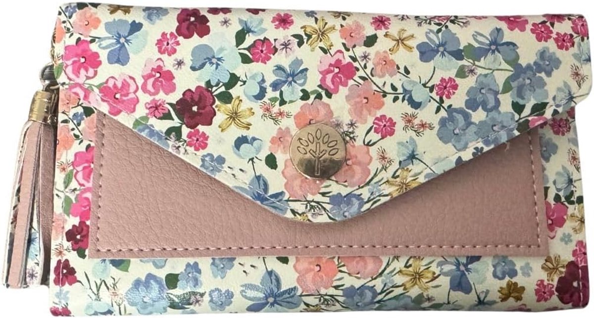 Portemonnee met bloemenprint - kunstleer - 8 kaartvakken en ritssluiting - stijlvol en praktisch - ShopVlot