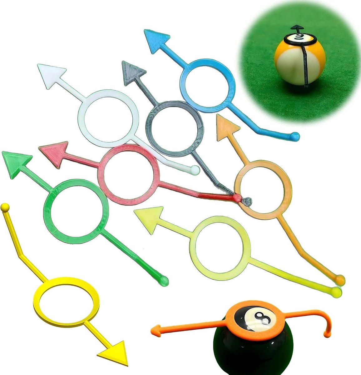 Billiard training accessoires 10 stuks - diverse kleuren - compact en licht - ideaal voor beginners - ShopVlot