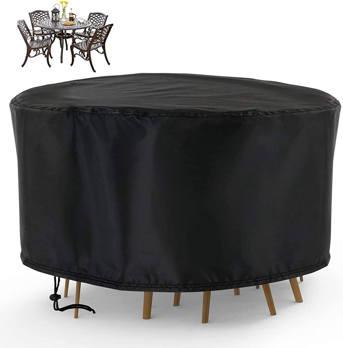 Tuinmeubelhoezen ronde terrasmeubelset 110x230cm - rotan tafelhoes - waterdicht UV-bescherming - ShopVlot