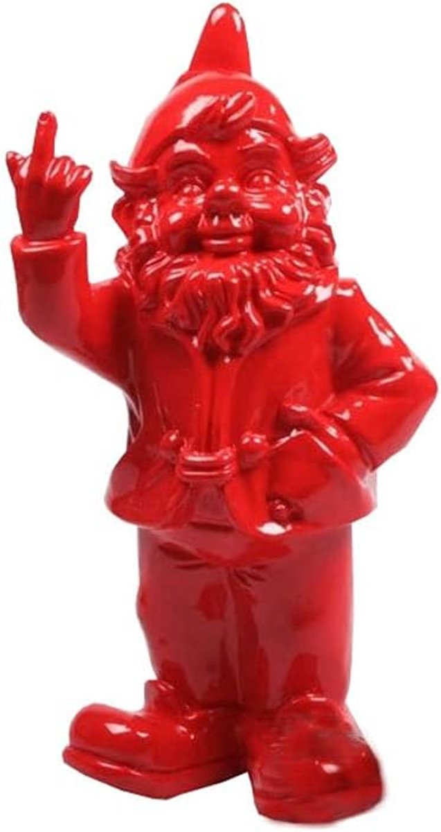 Tuinbeeld tuinelf 32 cm - handgemaakt polystone - rood - uniek cadeau voor huis en tuin - ShopVlot