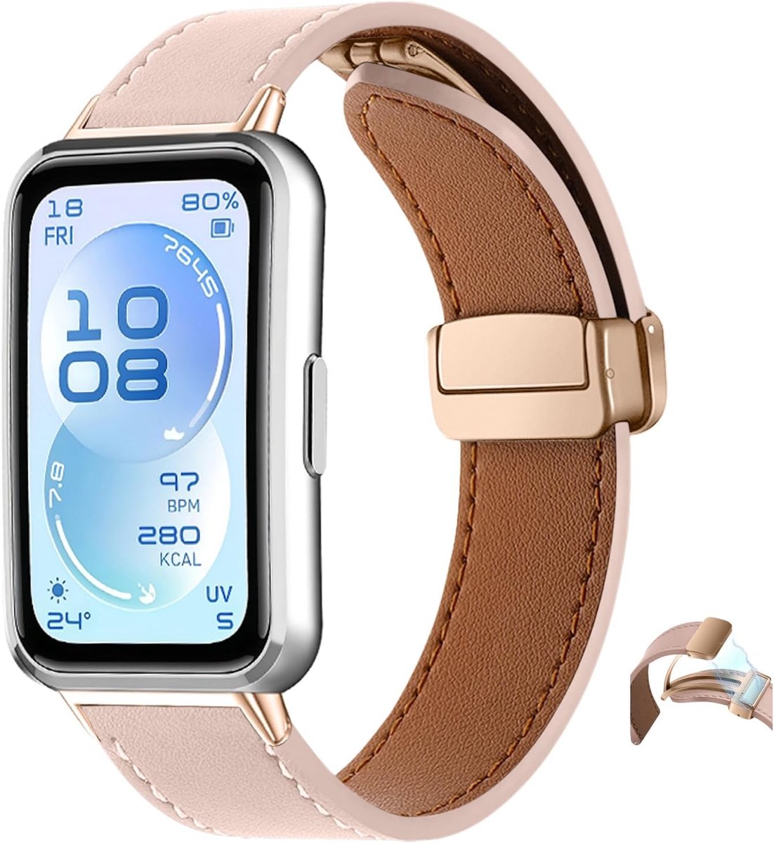 Vervangende band voor Huawei Band 11/11 Pro - zachte PU-leder - magnetisch - stijlvol en comfortabel - ShopVlot
